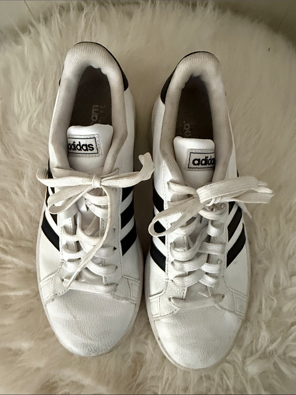 adidas White Sneakers with Black Three-Stripes